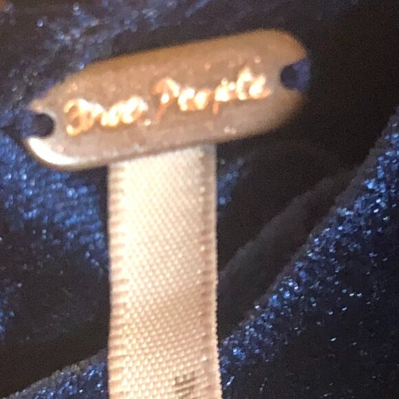 Free People Misha Velvet Mini Dress Long Sleeve Blue Size XS - Picture 7 of 8